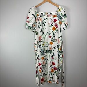 LOFT White Floral Midi Dress
